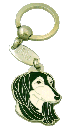 SALUKI, LEVRIERO PERSIANO BIANCO E NERO - Medagliette per cani, medagliette per cani incise, medaglietta, incese medagliette per cani online, personalizzate medagliette, medaglietta, portachiavi